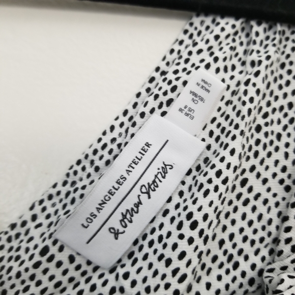 & Other Stories Cold Shoulder Knot Tie Shift Dress Polka Dot 8 Medium - Picture 4 of 7